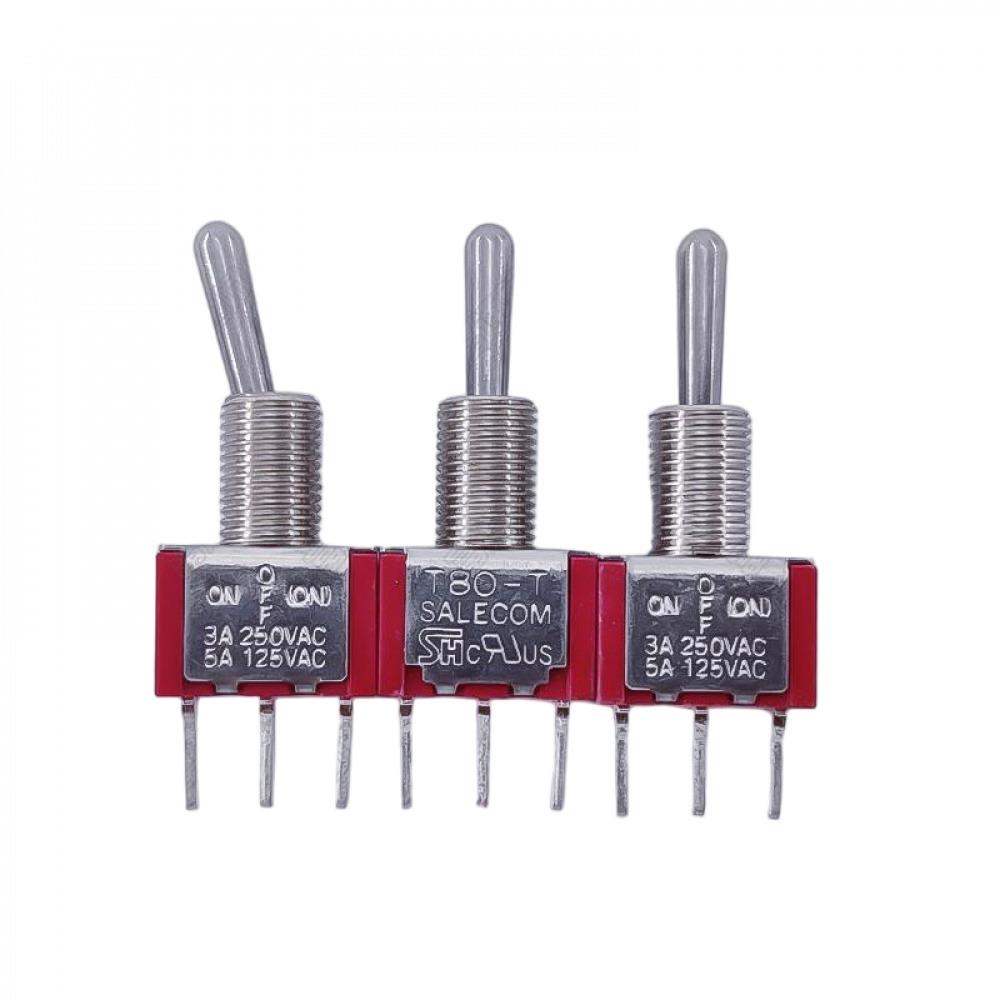 2PCS T8014B-SECQ Toggle Switch Self-Locking Type 125V AC 5A/250V AC 3A 3 Gears 3 Pins Reset Toggle Switch