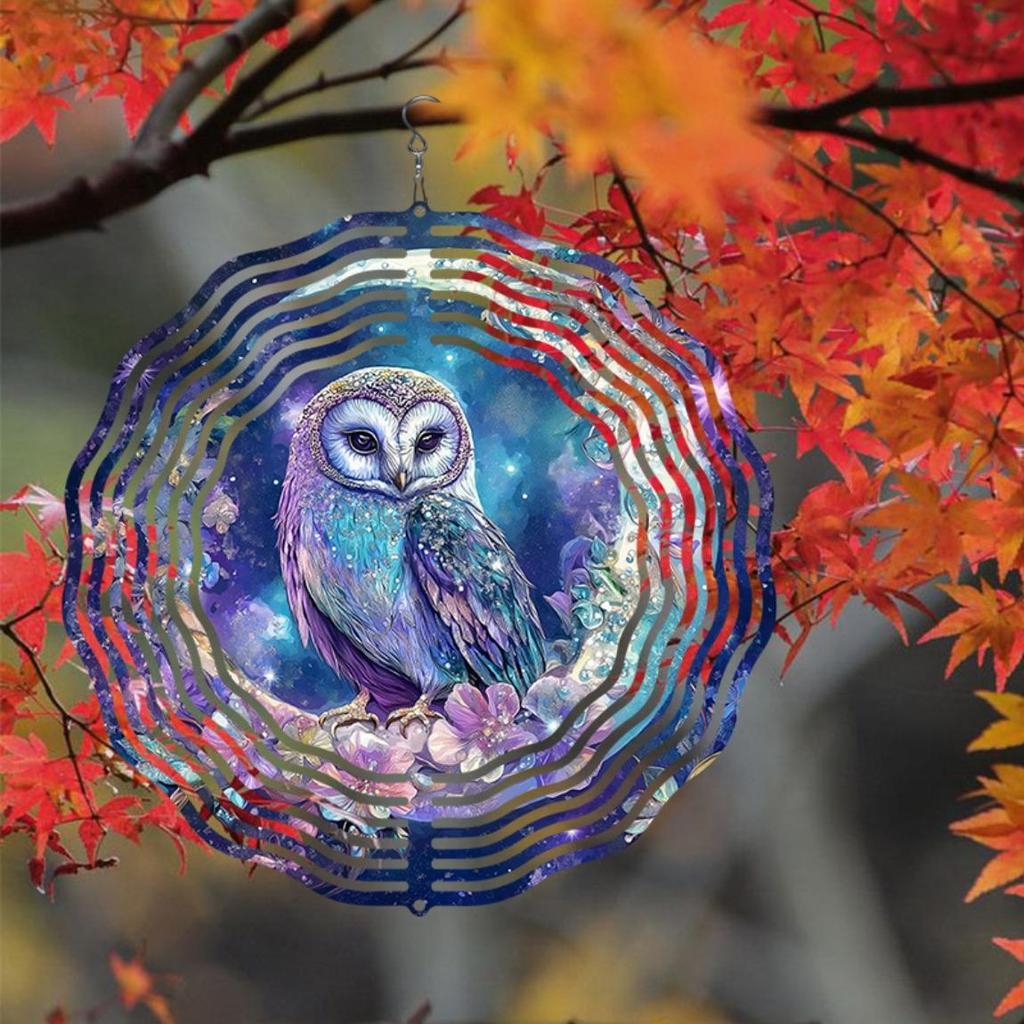 Okouzlující sovová zvonkohra pro venkovní dekoraci Nebeská noční obloha Květinový design Ideální pro terasu zahradu balkon svátek