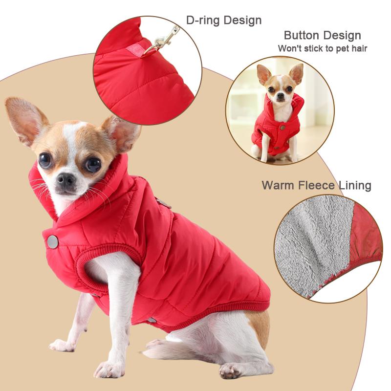 Winter Pet Dog Clothes For Small Medium Dogs Puppy Cat Coat Warm Fleece Vest Windproof Chihuahua Yorkie Padded Jacket Costume