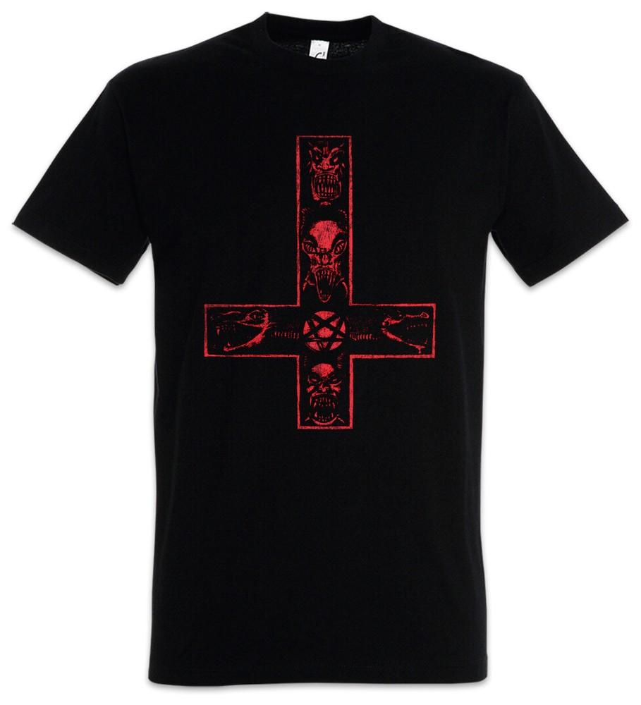 

Satanic Cross Men s T-Shirt Aleister Pentagram Religion 666 Satan Devil Crowley 4XL