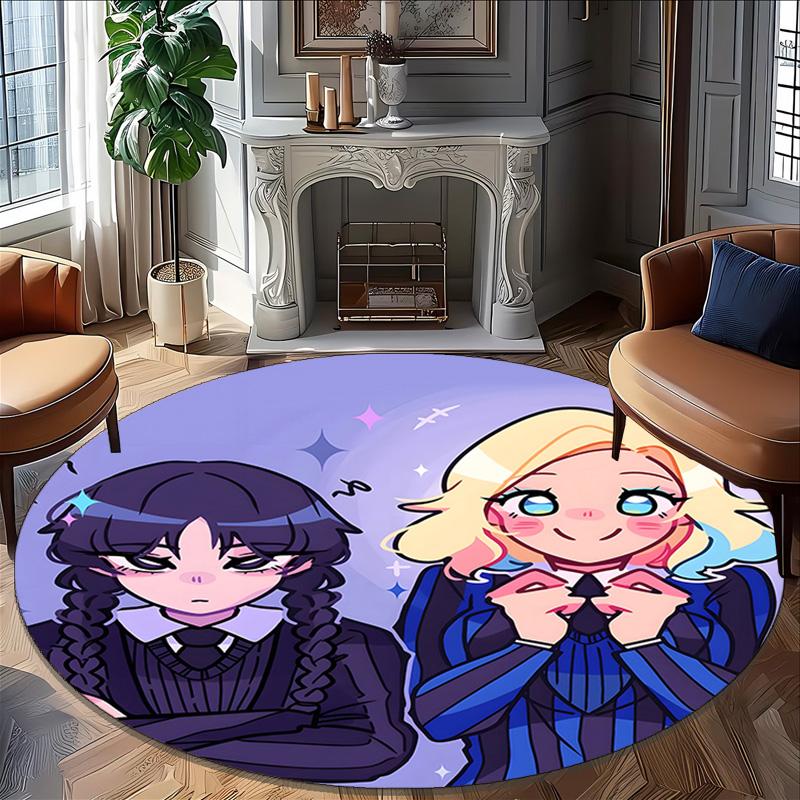 1pc Addams Family Wednesday7 Print Round Carpet Chair Round Carpet Suitable for Bedroom Living Room Home Decorative Carpet
