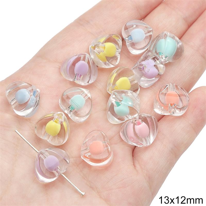 Acrylic Transparent Animal Rabbit Bear Heart Beads for DIY Jewelry 20 Pcs