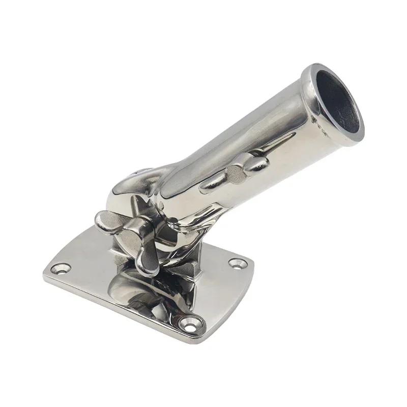 180 Degree Rotatable 316 Stainless Steel Flag Pole Hold Base Bracket Adjustable Flagpole for House Patio Outdoor Yard Farmhouse
