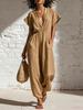 2026 Europese & Amerikaanse Dames Zomer Trendy Diepe V-hals Straatstijl Losse Taille-Cinchende Jumpsuit