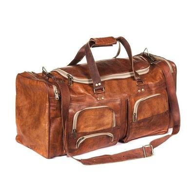 Bolso de viaje de cuero nuevo para hombre, equipaje de gimnasio, marrón Vintage auténtico (Enorme espacio interior)