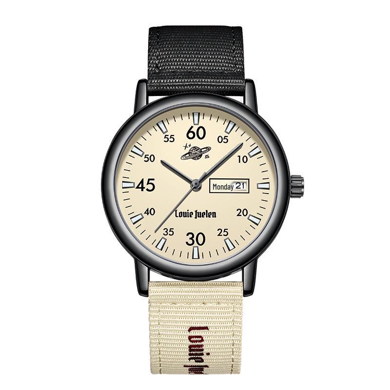 Louis Juren Retro Herren-Quarz-Uhr für Teenager und Studenten