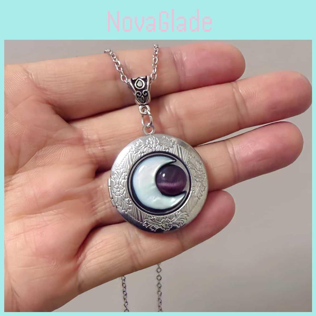 Moonstone Crystal Pendant Necklace With Geometric Alloy Design For Night Sky Themed Parties