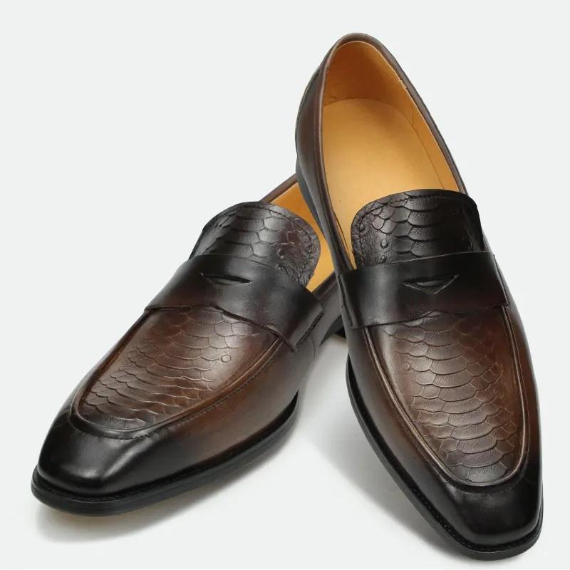 Fashion Trendy Genuine Leather Men Shoes Luxury Slip-On Casual Office Business Shoe High Quality Comfortable Outdoor Leather Male's Shoe