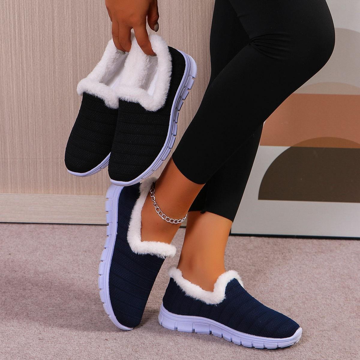 

Женские туфли из хлопка большого размера, новые туфли из шерсти с круглым носком и плоским дном, осень 2025 года, модные женские туфли из хлопка 43 синий