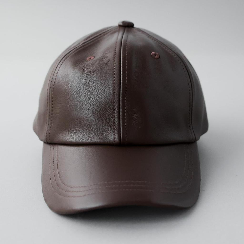 Genuine Leather Low Baseball Cotton Polo LAMD Lamb Sizes Brown [LECK HATTER] Cap, 6-Panel Cap, Men's Cap, Cap, Cap, LEATHER, Leather, Cap, Available,