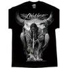 European Sizes Black T-Shirt with Stunning Bull Skull and Native American Inspired Graphic
