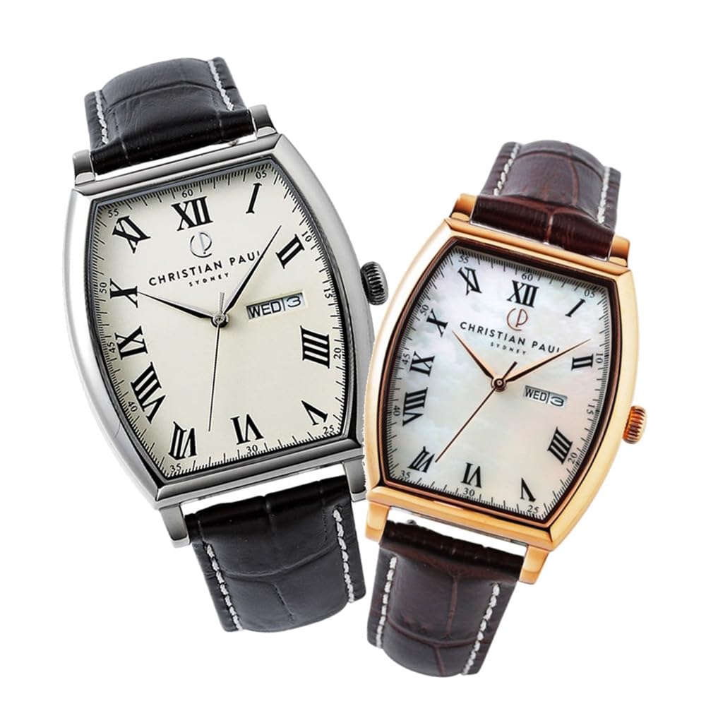 

Watch pair storage box opera tonneau matching leather leather belt [Christian Paul] men s women s barrel-shaped OP02BKSCSV-OPL03BRSCPG [] [Item]