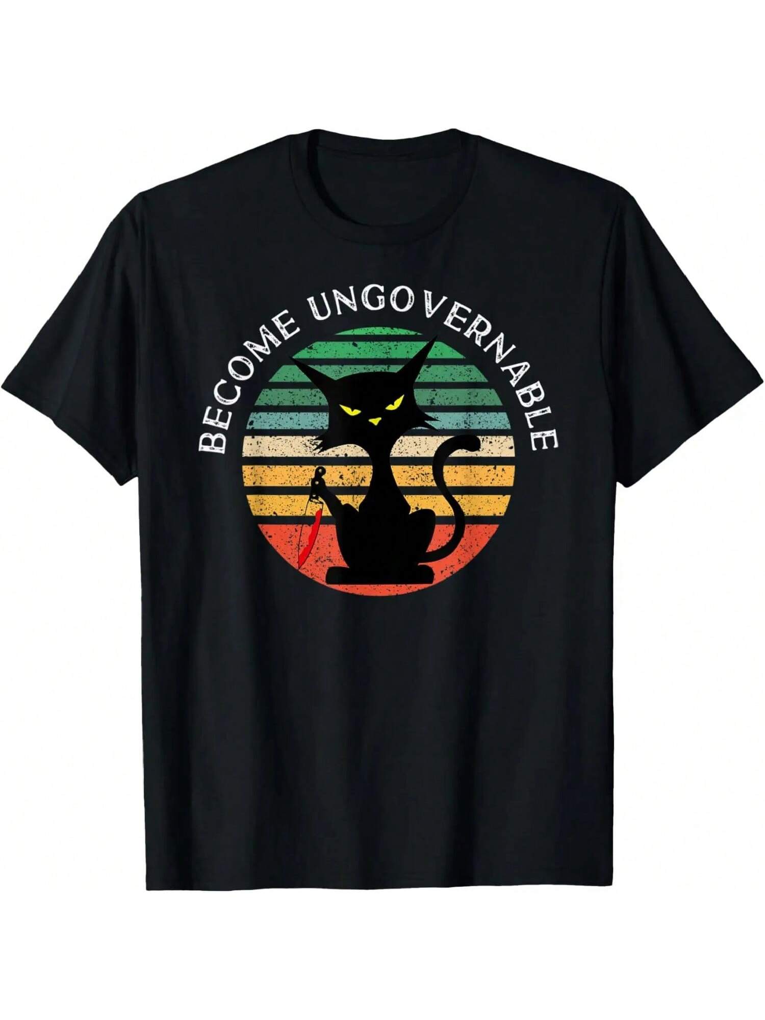 Funny Cat Vintage Sunset T-Shirt S разноцветный