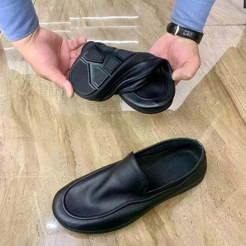 Summer Men's Leather Shoes Soft Sole Soft Surface Casual Shoes Business Leather Shoes One Pedal Shoes Soft Sole Black Work Shoes