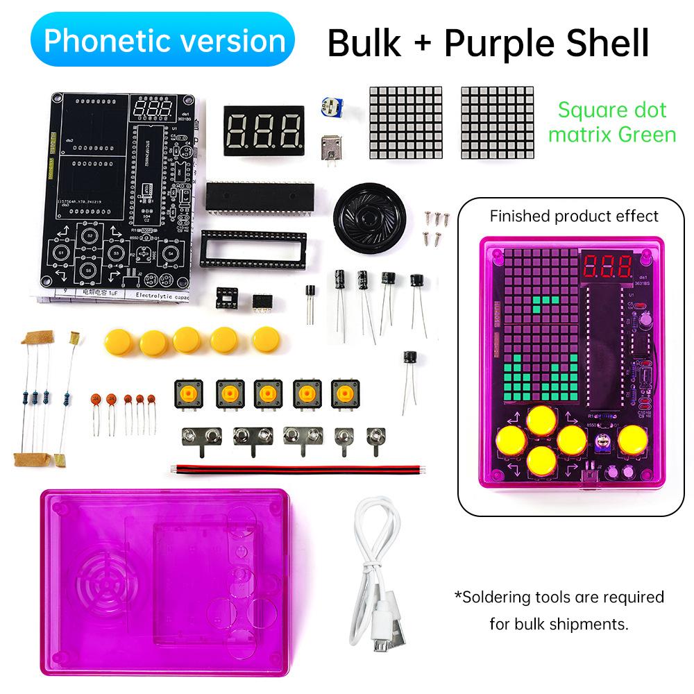 Voice Version 7 Pixel Game Console Electronic DIY kits Muyu Handheld 51 Single-chip Computer DIY Welding Practice Parts USB