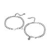 1 Pair Couple Bracelets Solid Color Smooth Edge Polished Matching Heart Pendant Couple Hand Chain Gift