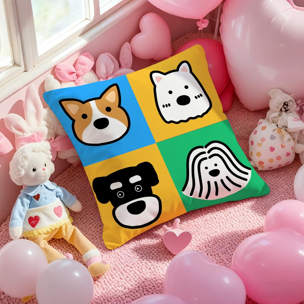 Enkla linjer hund Tecknad Kuddfodral Mönstertryckt Örngott för Vardagsrum Soffa Kuddfodral & Sovrumsdekor