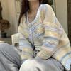 Early Autumn & Winter Women's Korean-Style Loose Striped Outerwear: Versatile Thin Knit Sweater Cardigan Coat