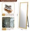 Straight Full-Length Mirror with Wood Frame In Brown, 160 X 50 Cm, with Adjustable Metal Stand, Suitable for Residential and Commercial Spaces