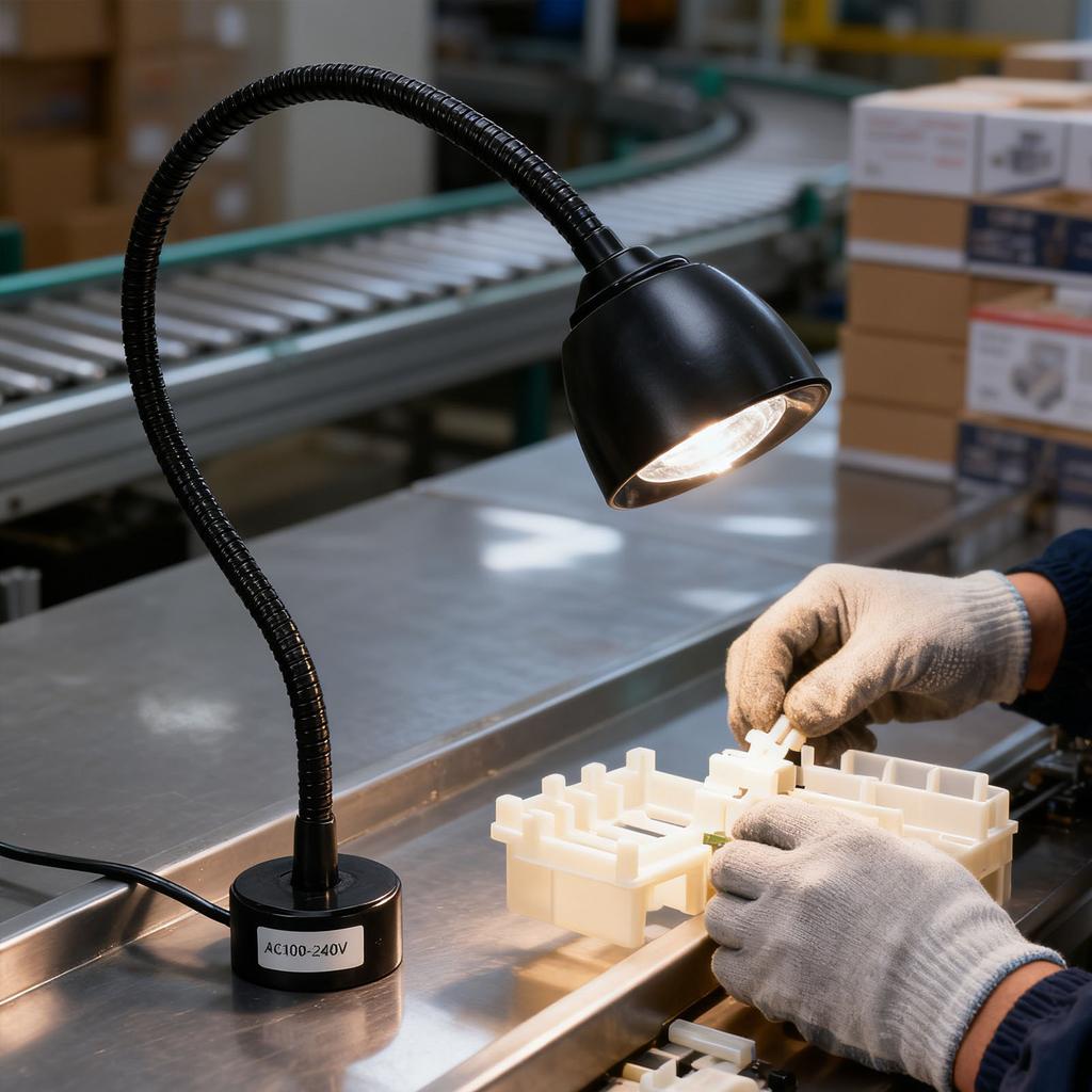 7W LED Light with Flexible Gooseneck and Magnet Base 6000K Work Lamp for Workbench Lathe Grill Workshop Industrial Lighting
