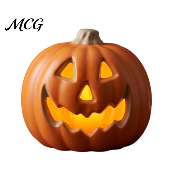 Fall Festival Decoration Halloween LED Pumpkin Lantern, Scary Face Glowing Plastic Reusable Lamp, Battery Operated Table Ornament for Home Party Decor