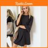 Stylish Autumn Candy Color Lace Stitching Dress With Casual Mid Sleeve Design
