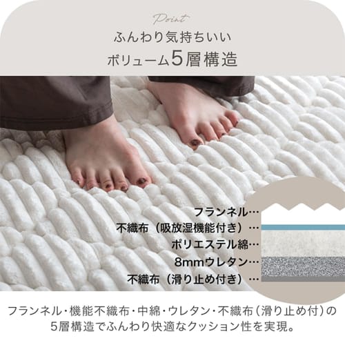 Tansu No Gen Rug, 2-tatami Size (190 X 190 Cm), Flannel Quilted Rug, Washable, Non-Slip, Thick, Compatible with Hot Carpets, 61300051 (112986)