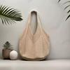 Yogodlns Casual Hollow Women Shoulder Bag Solid Color Large Capacity Summer Woven Beach Bag Foldable Handmade Crochet Tote Bag