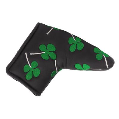 Viel Glück Vierblatt Golf Putter Headcover Dickes Plüsch L-förmiges Golf Blade Putter Headcover Schwarz