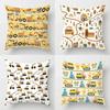 Decoration Cute Building Vehicle and Country Pattern Pattern Cushion Cover Suitable for Sofa Bedroom Car Pillow Cover