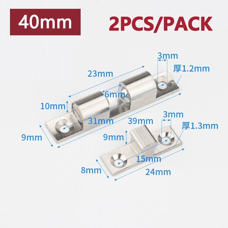 Furniture Door Stoppers 40mm-70mm Copper Cupboard Cabinet Door Roller Latch Twin Double Catches with Striker with Free Screws