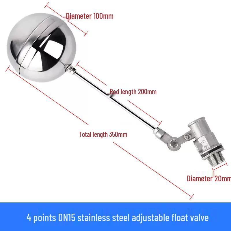 

Stainless Steel Float Valve for Water Tanks - 1/2 , 3/4 , 1 Male Thread, Large Ball, DN15, DN20, DN25