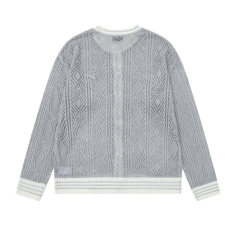 American College Style Knit Cardigan Embroidered Letter Hollow Unisex Casual Versatile