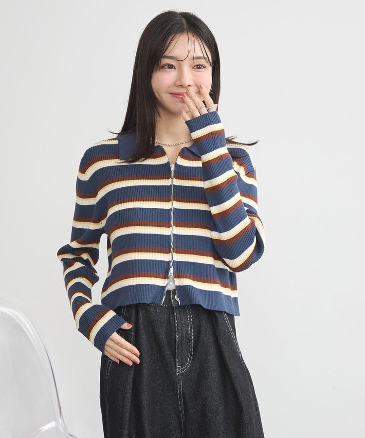 Earth Music Ecology Double Zip Rib Cardigan 01000099700 Multi & Women's