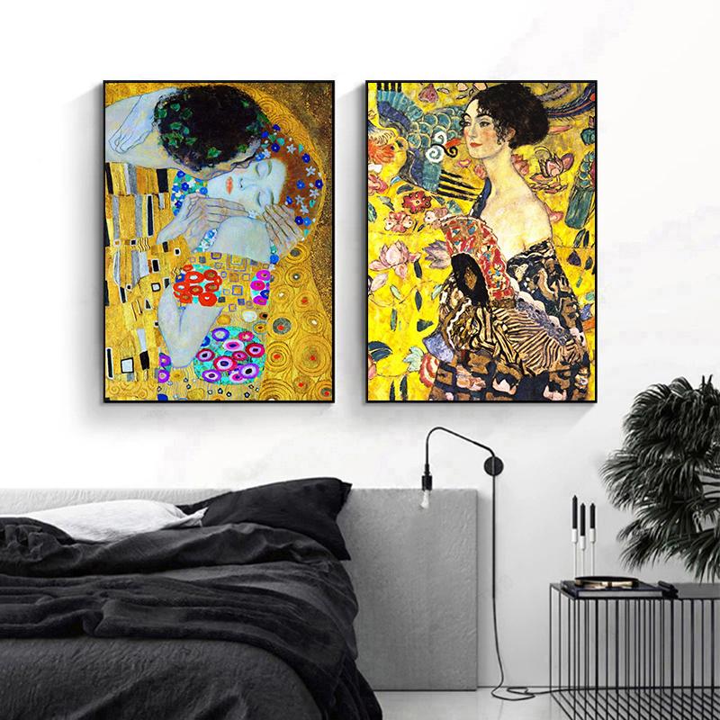 Gustav Klimt Kunstwerk Frau Porträt Malerei Poster und Drucke Wandkunst Bild Leinwandmalerei für Wohnzimmer Heimdekoration