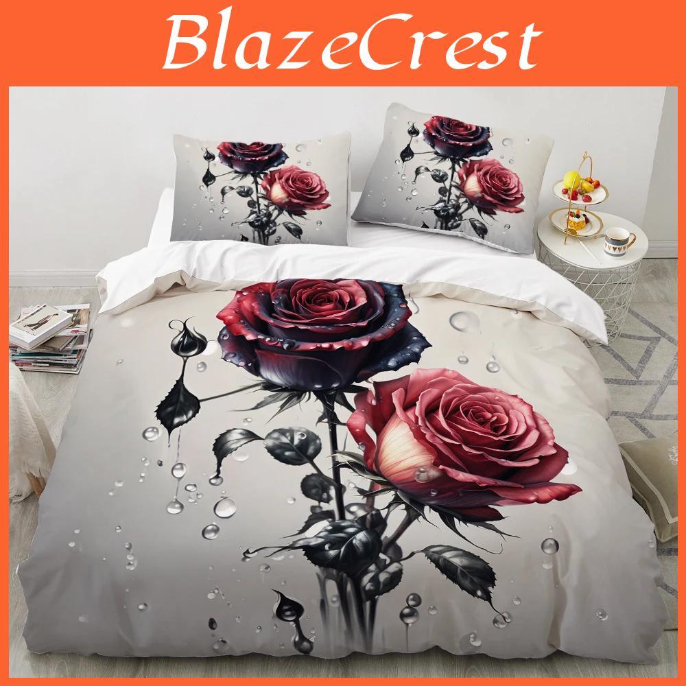 Bedding 3d Set Floral Duvetquiltcomforter Cover Sets Flower Bed Linen Red Rose Design Custom King Queen Full Size 260x240