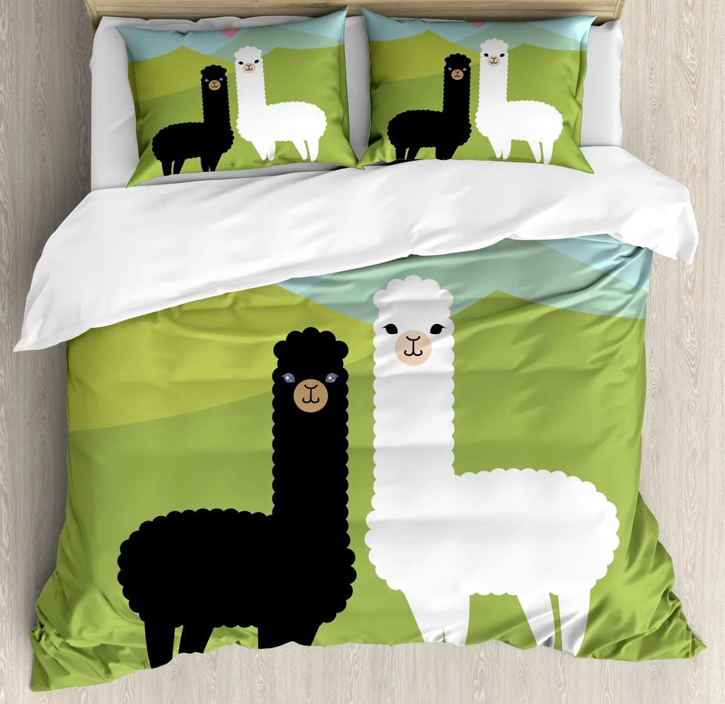 Duvet Cover Kids Teens Gifts Cute Cartoon Alpaca Llama Cactus Printing Bedding Animals Cover Bedroom Decorative Duvet Cover