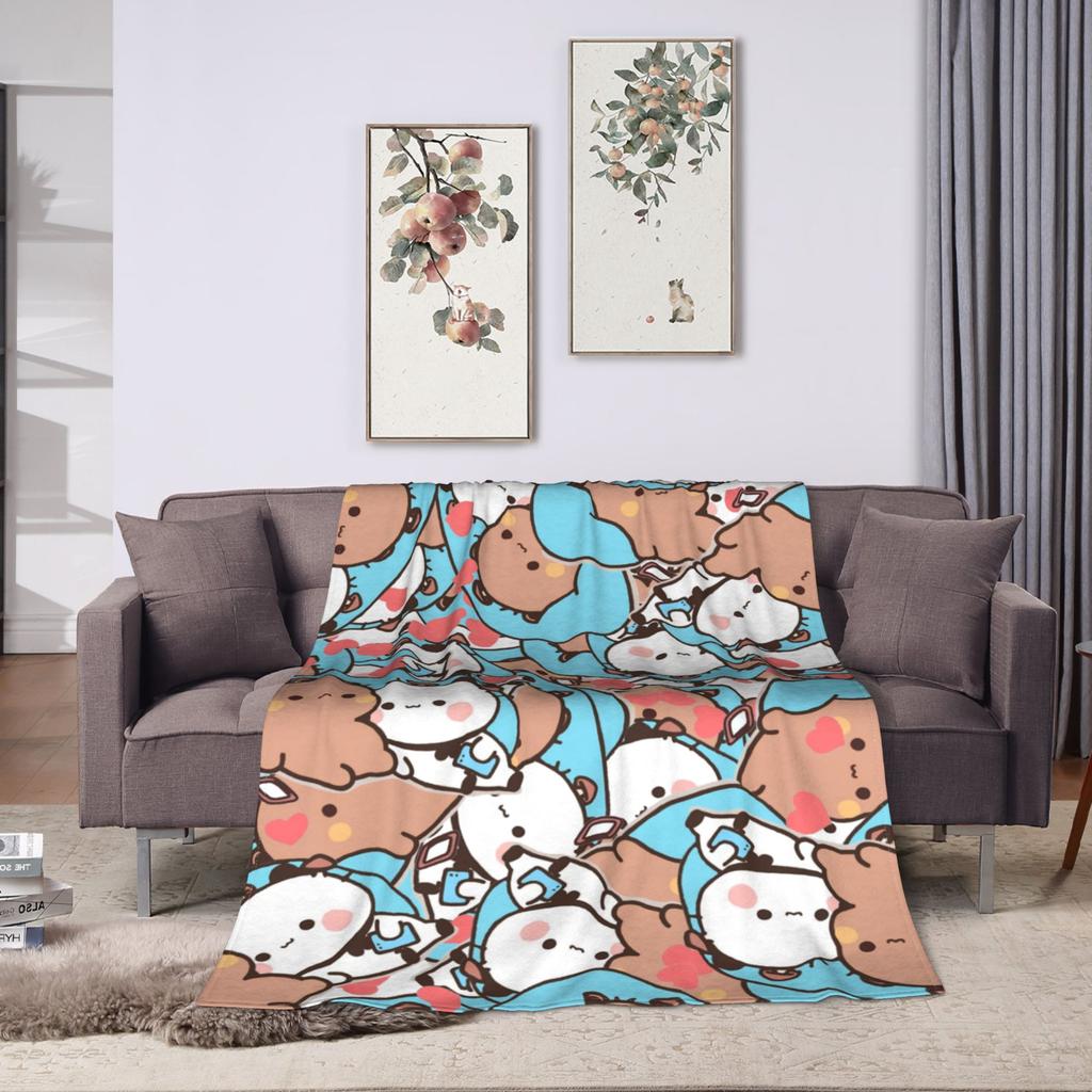 Bear Cartoon Cute Bubu Dudu Blanket Flannel Print  Portable Ultra-Soft Throw Blanket for Home Travel Bedspread