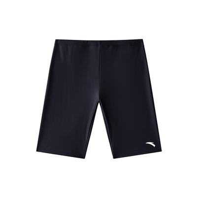 Anta Simple Comfortable Solid Color Sports Casual Slim Fit Five-Point Swim Shorts Men Swimwear Black 1825332402-1