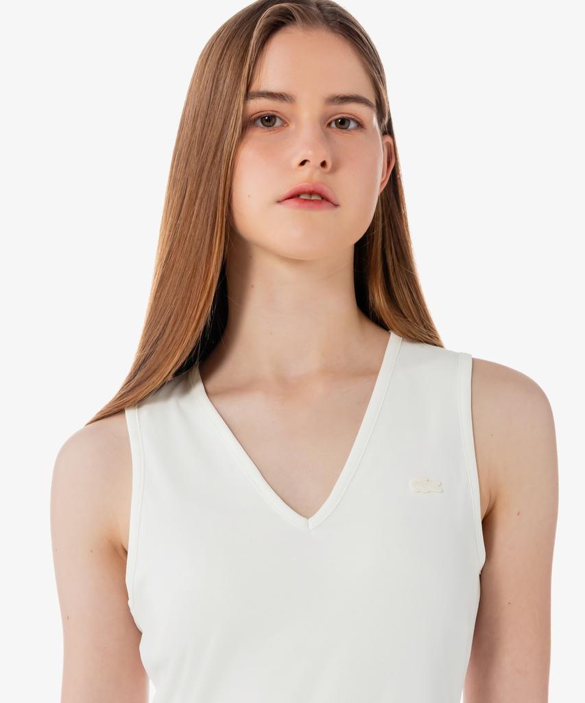 Lacoste Women'S V-Neck Sleeveless Pleated Dress Ef8849-56G 70V