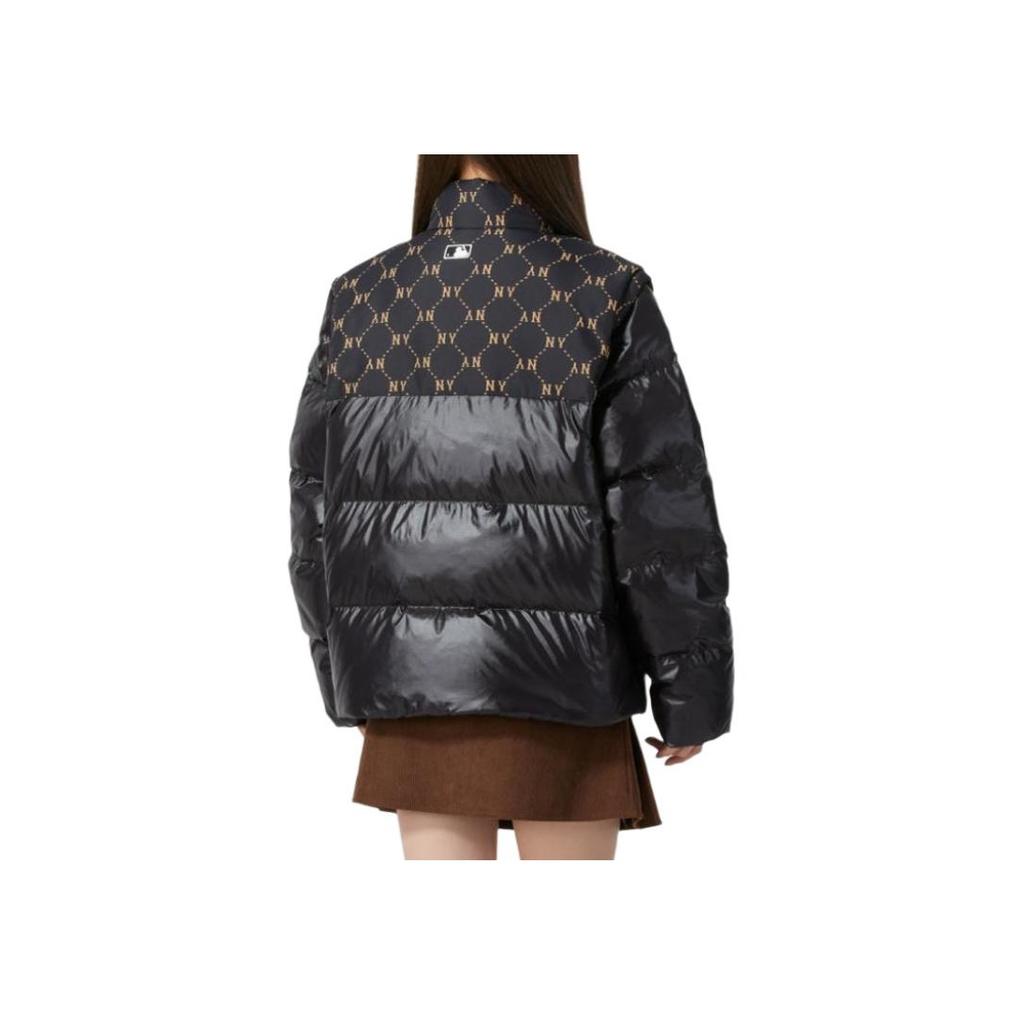 MLB Sports Lifestyle Series Full Print Letter Fashion Stand Collar Zipper Down Jacket Unisex outerwear Black 3ADJM3046-50BKS