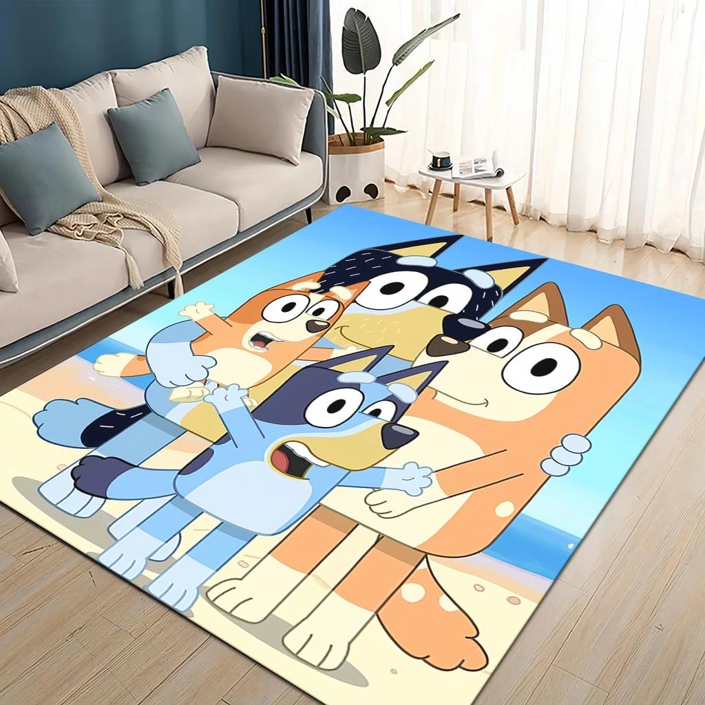 SICAK 3D Mavi Köpek Ailesi Çizgi Film Köpekler Halı Kilim Oturma Odası Yatak Odası Ev Dekorasyonu için, Çocuk Oyun Kaymaz Kanepe Önü Paspas