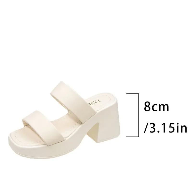 Punk Style Chunky High Heels Platform Sandals Women Open Toe Slip On Stretch Ankle Strap Summer Shoes Female Zapatos Mujer 41 42