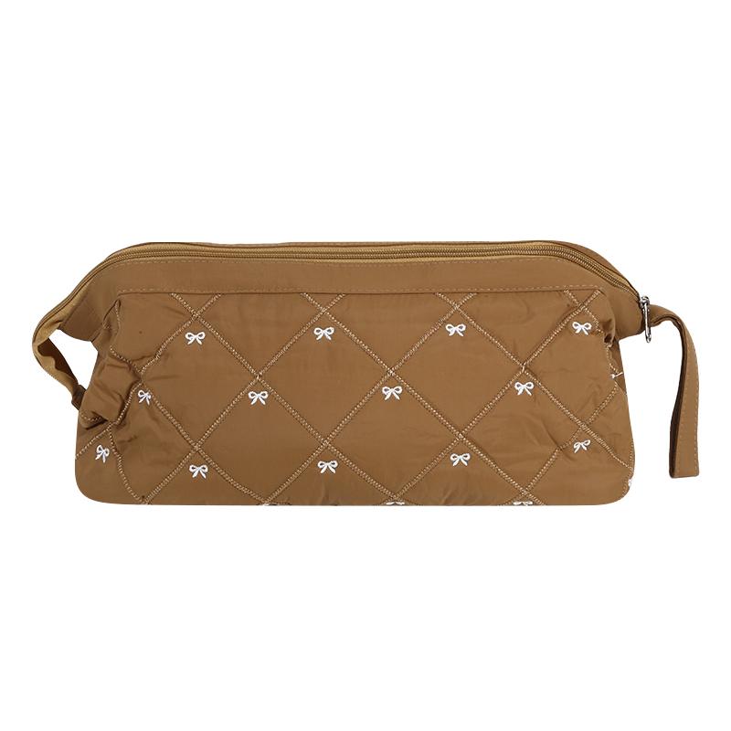 Hair Dryer Storage Bag For Travel Kawaii Cute Bow Embroidery Hair Tools Organizer With Zipper Cosmetic Makeup Bag 1-5PCS