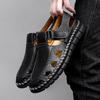 FashionGenuine Leather Men's Summer Shoes Hot Sale Male Sandals New Fashion Handmade Hollow Out Roma Flats Quick Dry Wading Aqua Shoes