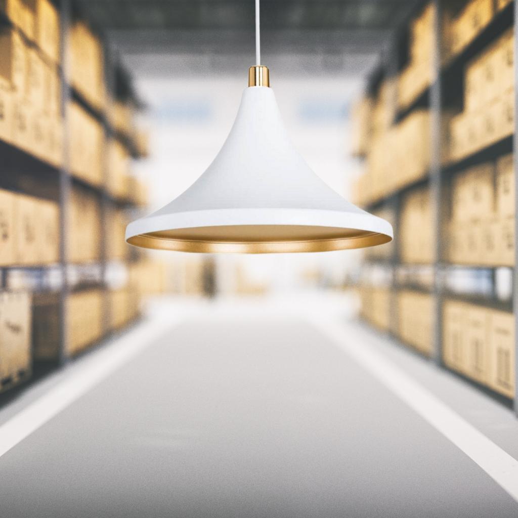 Stil Enkel Mika Pendel Hvitt Gull Farge Kjøkken Lysekrone Cafe Armatur Kontor Lagerbelysning