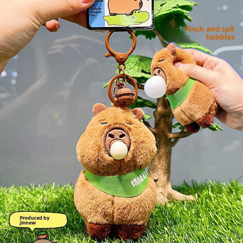 Capybara Series Doll Wearing Headgear And Wings Design Plush Keyring For Gift