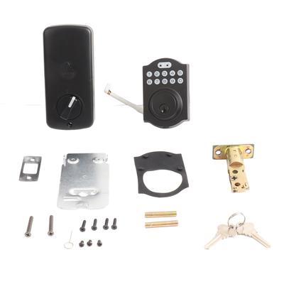 Electronic Keypad Lock Front Door Entry Deadbolt Lock Multifunctional Password Lock with Key Black