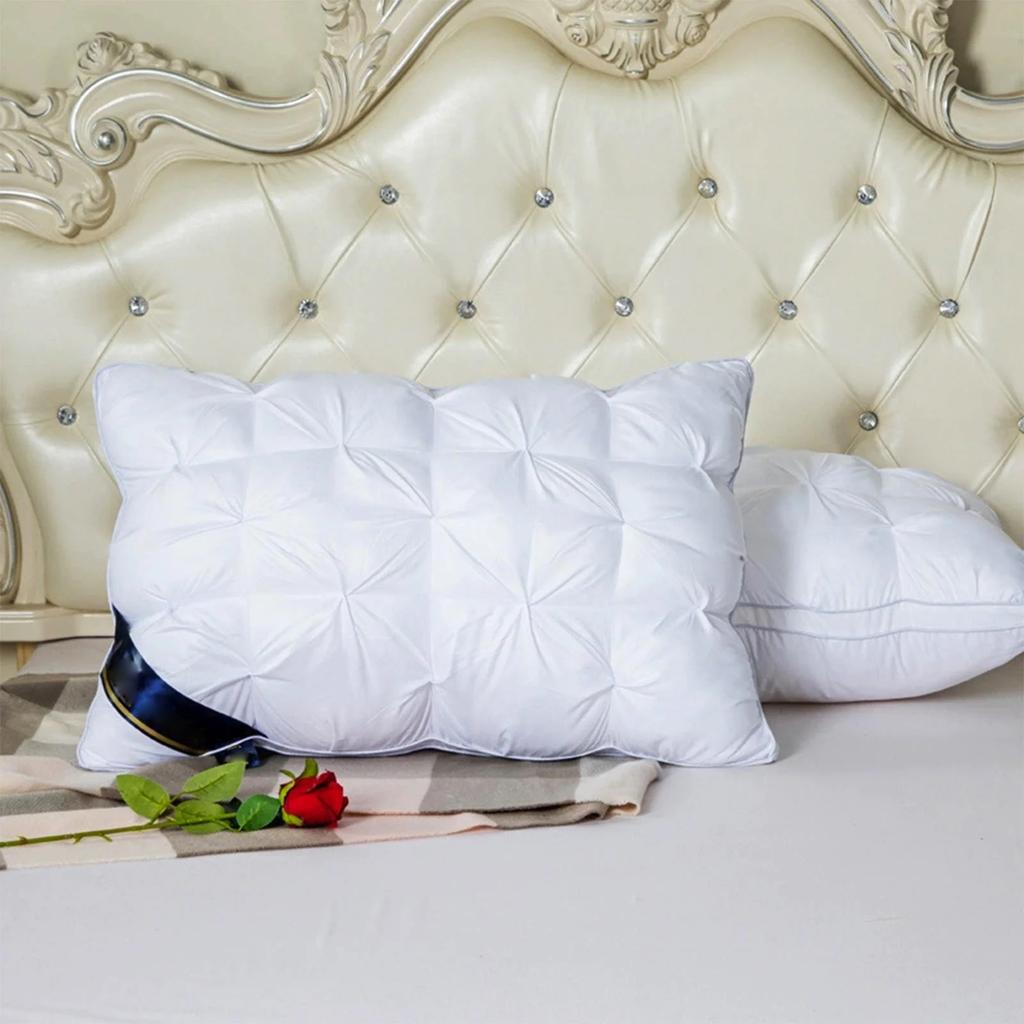 Pillow and Feather Pillows for Neck/Back/Side Sleepers, Premium Soft Down Standard Size Pillow for Sleeping, Hotel Bed Pillow with Cotton Cover, 74 Cm