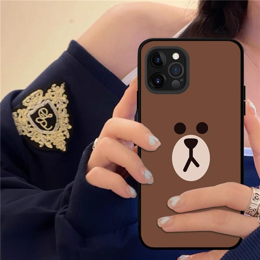 Korea Cute L-Line F-Friends B-Brown Phone Case Silicone Soft for iphone 15 14 13 12 11 Pro Mini XS MAX 8 7 6 Plus X XS XR Cover